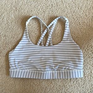Lululemon grey and white stripe energy sports bra size 6